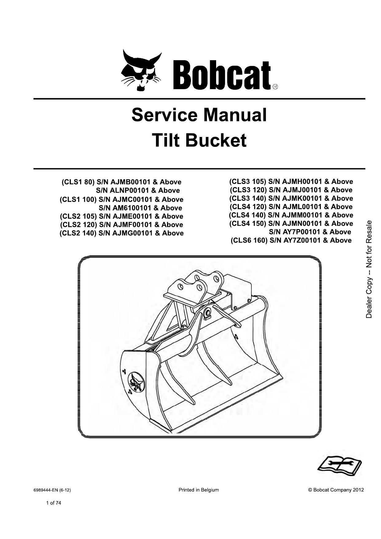 Tilt Bucket Service Manual Bobcat